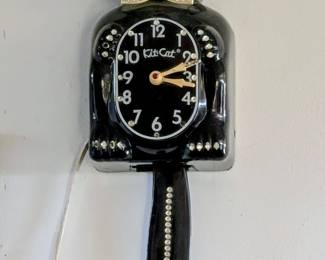 Vintage rhinestone Kit Kat Clock