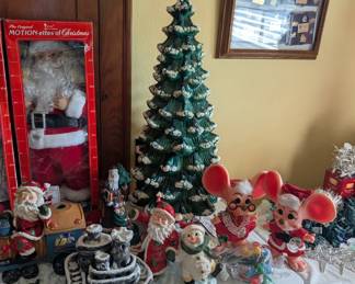 Fabulous, extra large ceramic tree and lots of fun vintage holiday... Including blow molds