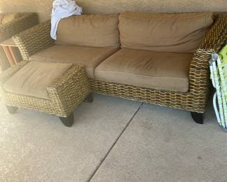 patio set (couch chair ottoman and stackable side tables $300