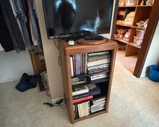 . . . bookshelf and flat-screen TV