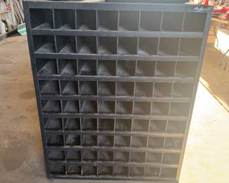 Outdoor organizational shelving. 