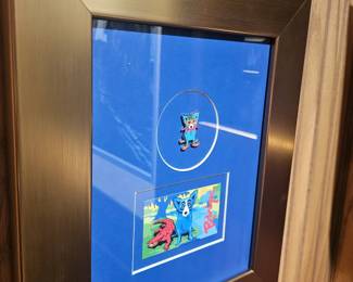 George Rodrigue Blue Dog Mardi Gras Lapel Pin framed