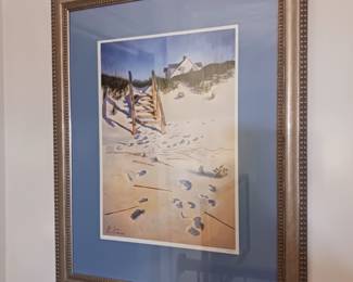 Nautical beach scene decorations wall art picture framed