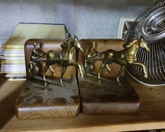 Pair of racing horse Trotters bookends