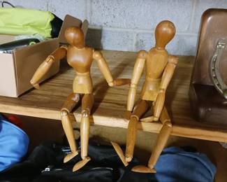 Antique articulated doll figures wood jointed