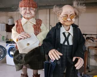 Lifelike Grandma and Grandpa marionette's