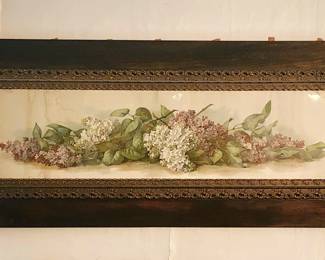Yard-Long Victorian Framed Lithograph of Lilacs