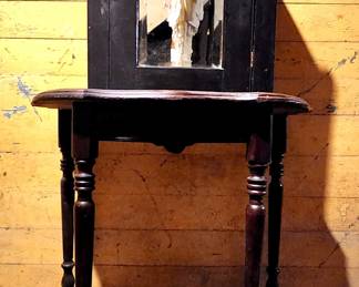 Victorian Mirrored Cabinet, Antique Side Table