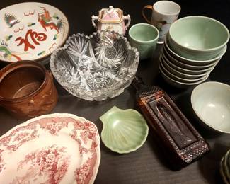Celadon Bowls, Porcelain and Glass