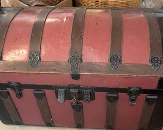 Antique Wood Steamer Dome Trunk