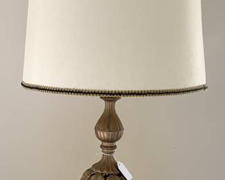 50's Amber Glass and Brass Lamp