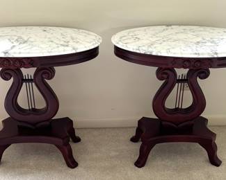Marble Top Lyre Base Tables