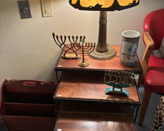 Nesting Tables, Slag Glass Lamp