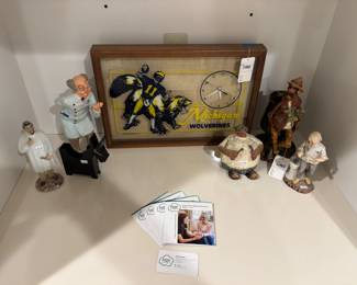 Handmade Ceramic Figurines , Michigan Wolverines Clock