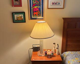 Wall Art, Wooden Side Table, Table Lamp