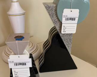 Lavender Postmodern Duvall Candleholder, Vertical Postmodern Duval Vase 