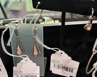 Vtg Sterling Drop Earrings, Dainty Judith Jack Earrings 