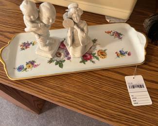 French Porcelain Floral Tray 
