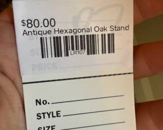 Antique Hexagonal Oak Stand 