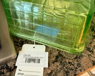 Uranium Glass Butter Dish