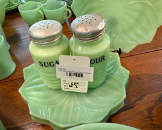 Uranium Jadeite Sugar Flour Shakers 