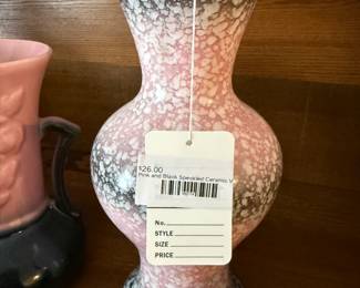 Pink and Black Speckled Ceramic Vase