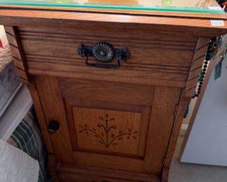 Wooden Side Table with Glass Top