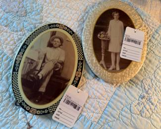 Antique Celluloid Boy Portrait, Antique Celluloid Girl Portrait