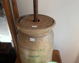 Antique Stoneware Butter Churn 