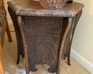 Antique Hexagonal Oak Stand 