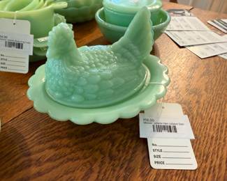 Mosser Jadeite Hen Lidded Dish