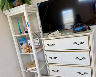 White Vintage-style dresser, matching display shelf and LG Flat screen TV