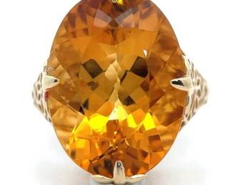 Nashville Estate! 12.29 Carat Citrine Honeycomb Estate Ring in Yellow Gold