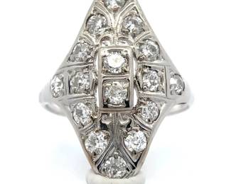 Antique Estate! 1.10 Carat Natural Diamond 1920s Art Deco Estate Ring in 18k White Gold/Platinum