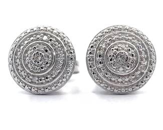 Natural Diamond Accent Round Button Stud Earrings