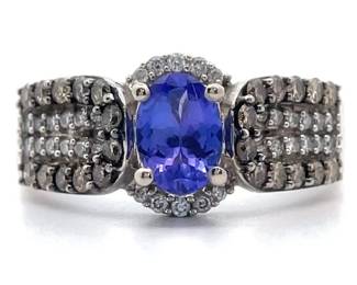 Le Vian Tanzanite, Natural Fancy Brown & White Diamond Estate Ring in 14k White Gold
