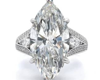8.53 Carat Diamond Marquise Pavé Split Shank Ring in 14k White Gold