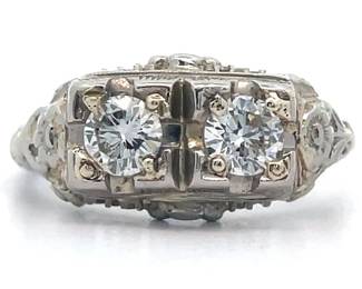 Antique Estate! Art Deco (1920's Era) Estate Ring .55 Natural Diamond Ring in 18k White Gold