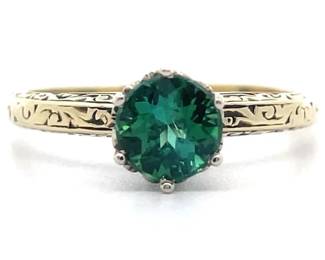 Antique Estate! 1880s Antique 0.26 Carat Green Tourmaline Victorian Estate Ring in 14k Yellow Gold