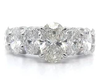 4.92 Carat Oval Diamond Trellis Ring in 14k White Gold