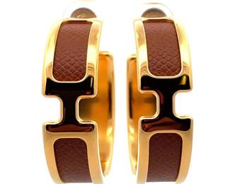Authentic Hermès Clic H Hoop Earrings w/ Original Box & Booklet