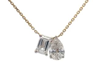 1 Carat Diamond Toi et Moi Two-Stone Pendant Necklace in Yellow Gold