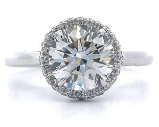 NEW! 2.30 Carat Diamond Cathedral Fancy Gallery Ring in 14k White Gold