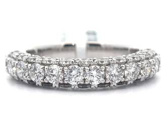 2 Carat Diamond Three-Row Ring in 18k White Gold