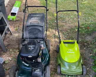 Two Lawnmowers One Electric 