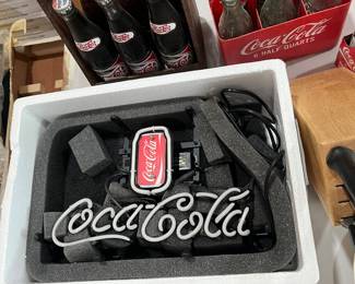 Neon Coke Sign and Rare Pepsi Carrier w/bottles 