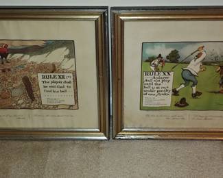 UNIQUE ANTIQUE GOLF PRINTS, LITHOS, ART