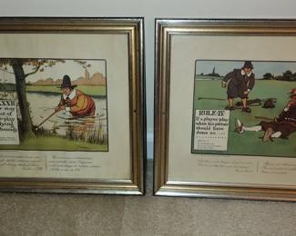 UNIQUE ANTIQUE GOLF PRINTS, LITHOS, ART