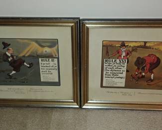 UNIQUE ANTIQUE GOLF PRINTS, LITHOS, ART