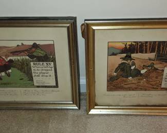 UNIQUE ANTIQUE GOLF PRINTS, LITHOS, ART